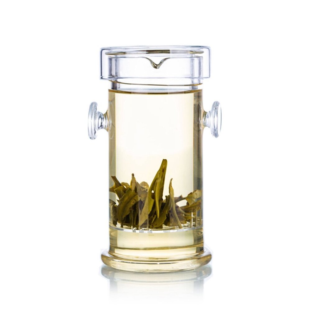 Mei Leaf Double Handled Glass Teapot & Cup, Heat-resistant Tea Infuser Brewer